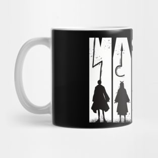 Mashle Magic and Muscles Black and White Vintage Anime Characters Mash Lemon Finn Lance and Dot with Adler Symbol Mug